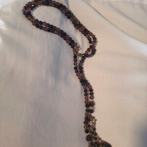 Vintage Dark Purple Crystal Extra Long Lariat Style Necklace